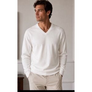 Weatherproof Vintage Men's Off White Cotton Cashmere V-Neck Sweater XXL NEW Tags